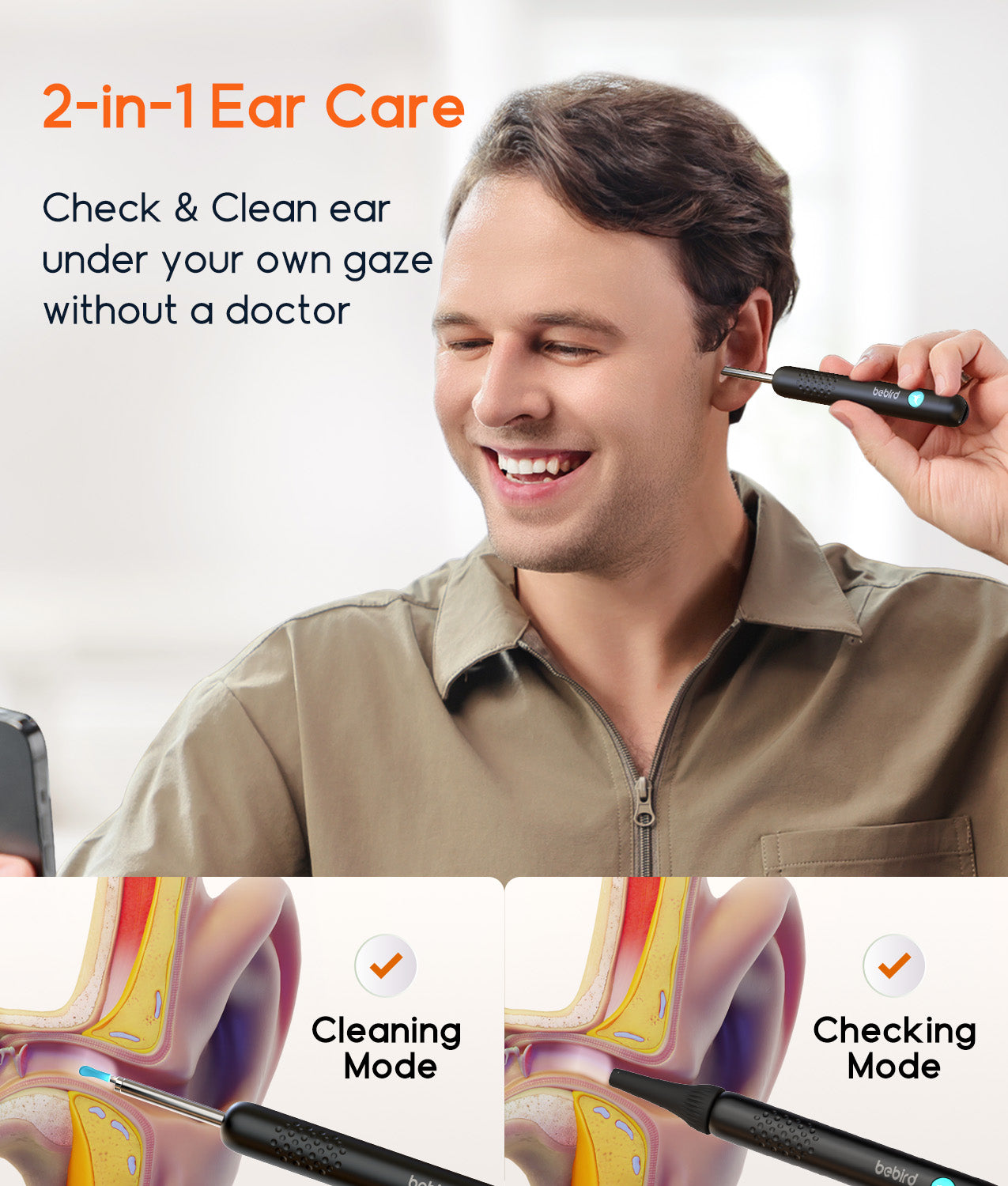 Bebird R1 Health Care AI Recognition of External EarCanal Ear Cleaners with Cameras